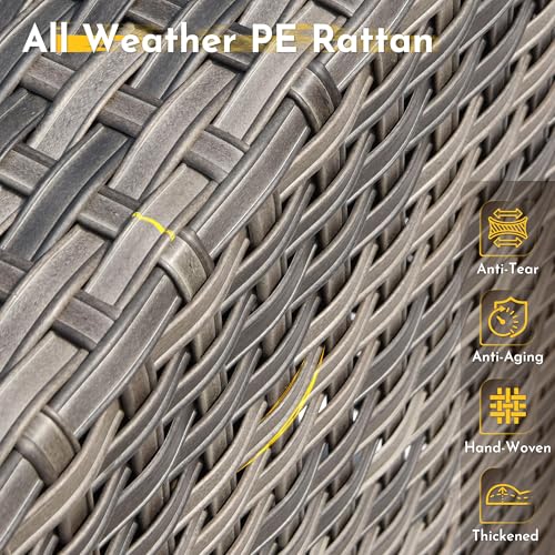 Weaxty 5 Pieces Wicker Patio Furniture Sets, Outdoor Sectional Sofas with Coffee Table, Thicken Cushion All Weather Rattan Patio Conversation Couch Set for Porch Balcony Yard Poolside, Dark Grey