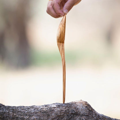 Olive Wood Serving Spoon - 10'' Artisan Utensil, Fair-Trade, Handcrafted Serving Utensils, Olive Wood Utensils, Wooden Cooking Spoon, Includes 2 Greek Recipes - LESVOS WOODCRAFT