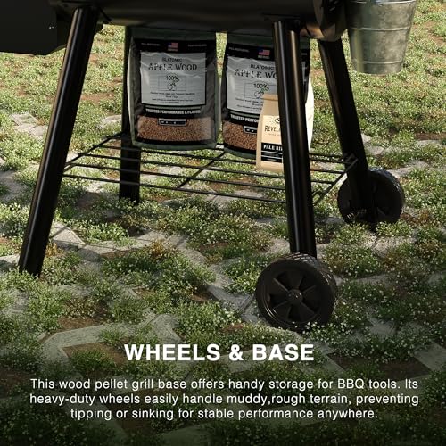 Wood Pellet Grill, 440 SQ. IN Cook Area Pellet Smoker Grill, 12LBS Hopper Pellets Grill, 500℉ Max Temperature&Auto Feed, 8 in 1 BBQ Grill Outdoor with Side Table, Grease Bucket