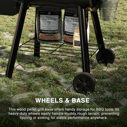 Wood Pellet Grill, 440 SQ. IN Cook Area Pellet Smoker Grill, 12LBS Hopper Pellets Grill, 500℉ Max Temperature&Auto Feed, 8 in 1 BBQ Grill Outdoor with Side Table, Grease Bucket