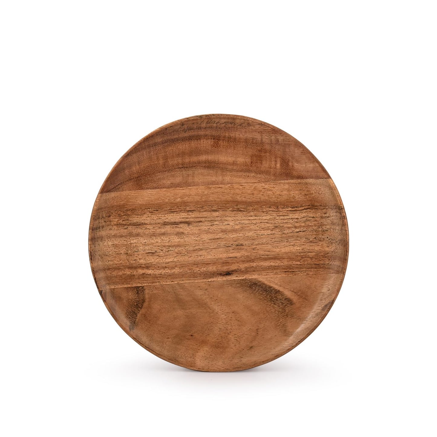 Samhita Acacia Wood Round Wood Plates Set of 4, Easy Cleaning & Lightweight for Dishes Snack, Dessert.(7" x 7" x 1")