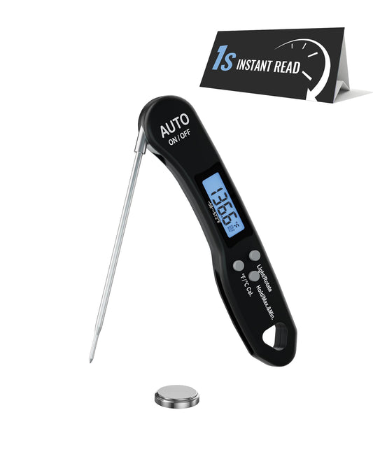 Meat Digital Thermometer for Grilling and Cooking - Instant Read Food Thermometer with Backlight & Inverted Display, for Kitchen, Deep Fry, BBQ, Grill, Baking, Bread, Sourdough, Candy