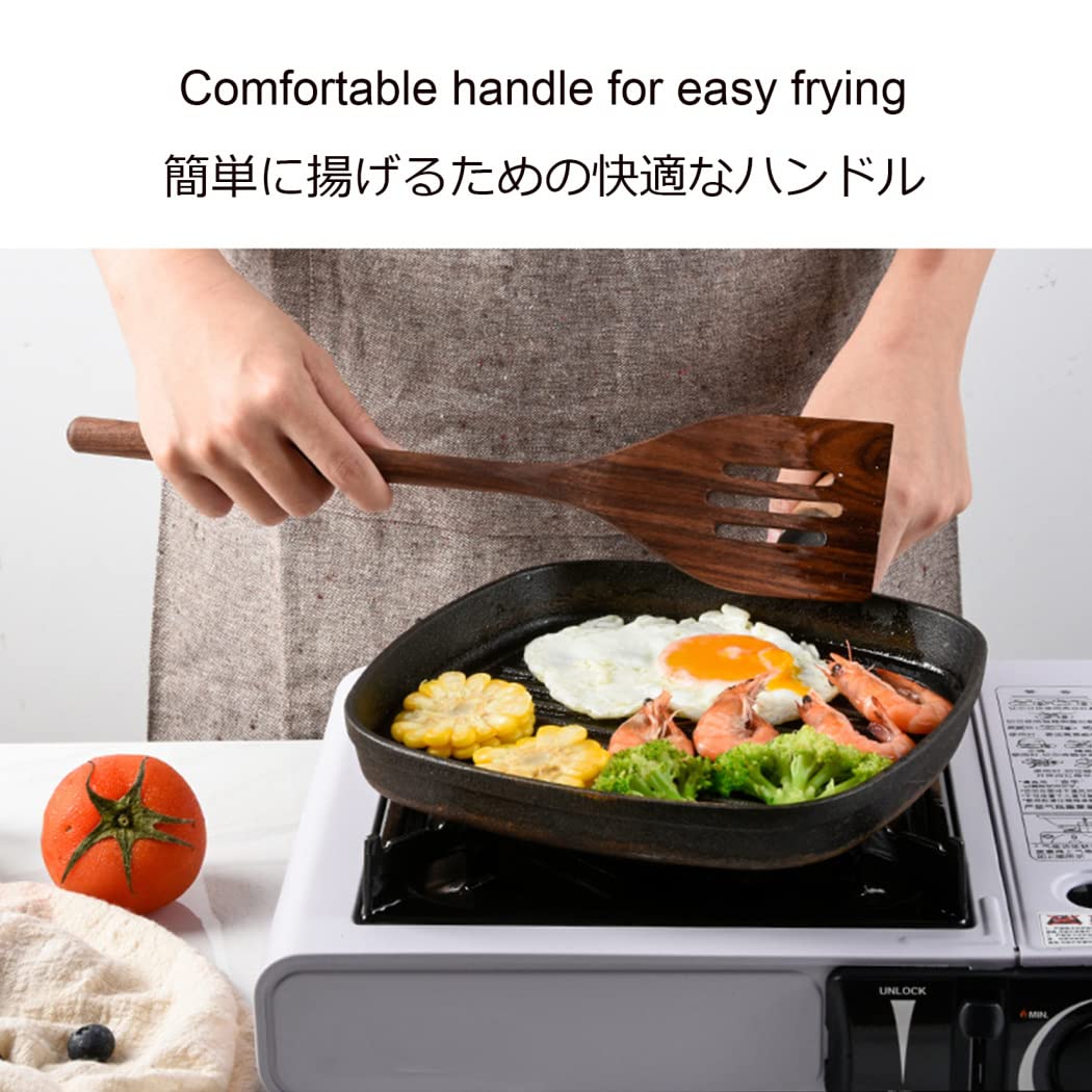 Black Walnut Wooden Cooking Utensils Set, 5 PCS - Handmade Non-stick Spatula, Slotted Spatula, Solid Spoon, Slotted Spoon, Spaghetti Server