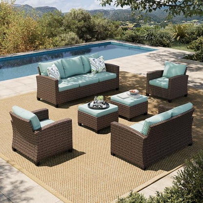 HERA'S HOUSE Wicker Patio Furniture Set,Outdoor Sectional Conversation Set