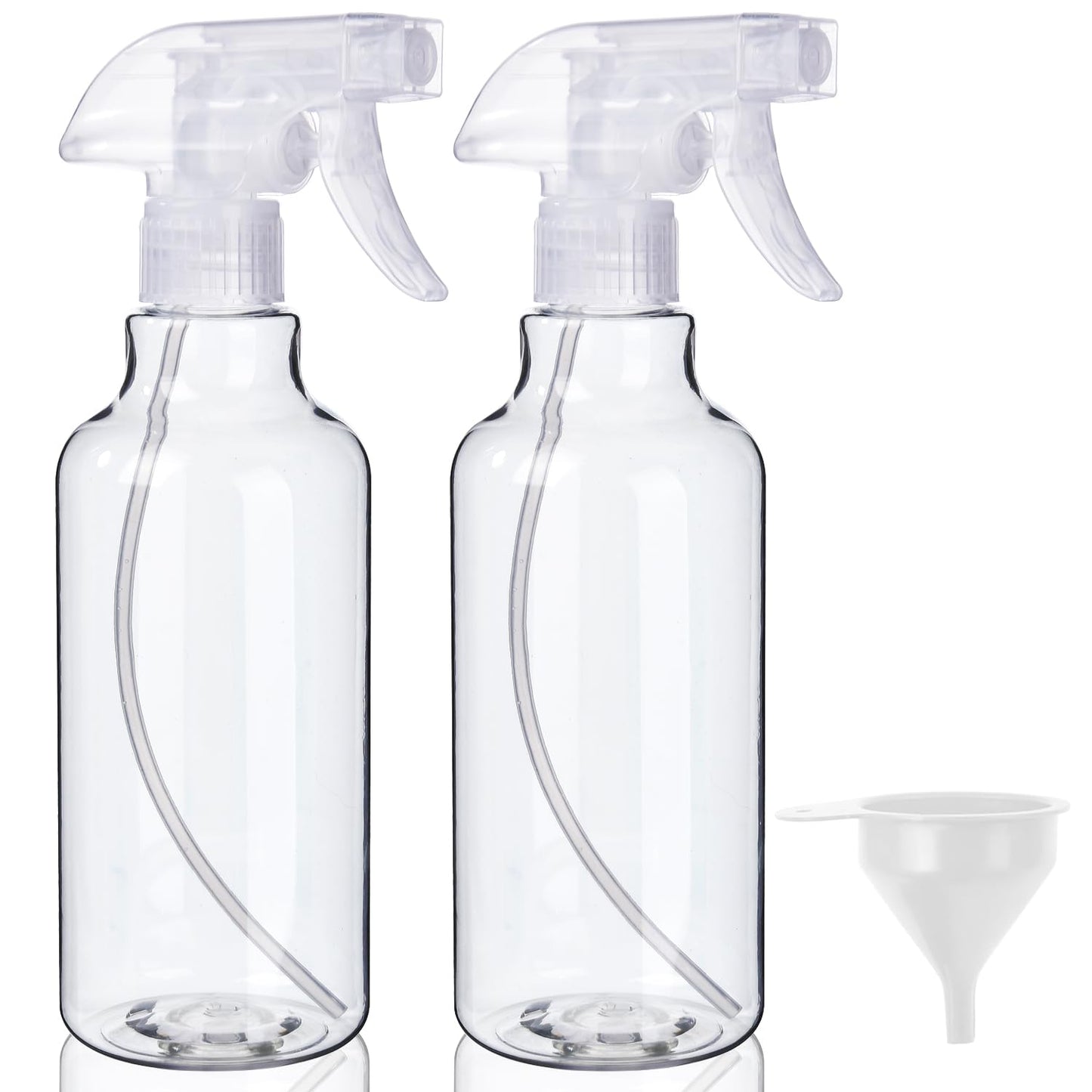 Plastic Spray Bottles (2-Pack, 16.9 Oz) Heavy Duty Spraying, Mist & Stream, Empty Water Sprayer Bottle for Cleaning Solutions, Essential Oils, Hair, Plants, BBQ, Dog Cat Behavior Correction (Clear)