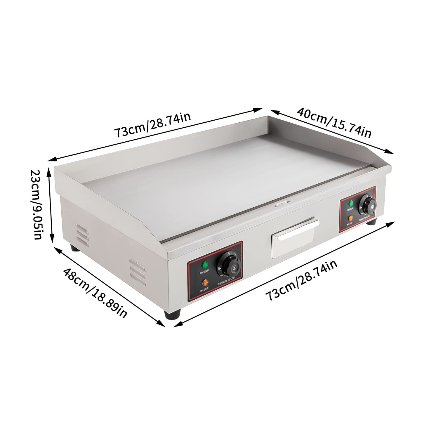 30-Inch Electric Grill Commercial Electric Grill Nonstick Electric Grill Plate Teppanyaki Flat Top Grill Stainless Steel Adjustable Temperature Control 122°F-572°F 3000 W