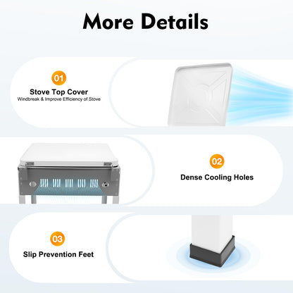 Propane Gas Stove 4 Burner, Portable Natural Gas Stove Stainless Steel, Camping Stove Gas Cooker with 2-Tier Storage Stand, Freestanding Propane Burner for Backyard, Outdoor Cooking