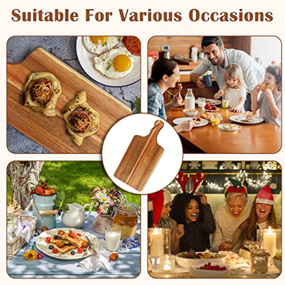 10 Packs Acacia Wood Cutting Board, 15 x 7 Inch Plain Chopping Board with Handles Large Serving Board Wooden Kitchen Cutting Board Bulk with Ropes for Vegetables Meat Pizza Cheese Fruit Bread