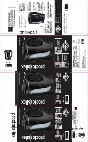 Proctor Silex Electric Tea Kettle, Water Boiler & Heater Auto-Shutoff & Boil-Dry Protection, 1000 Watts for Fast Boiling, 1 Liter, Black (K2071PS)