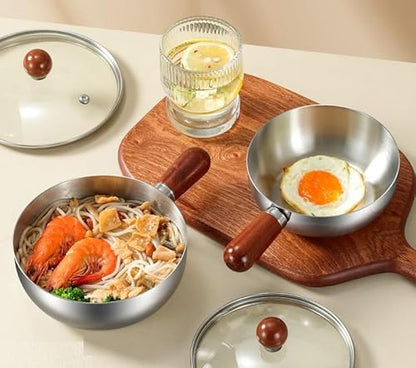 Small Saucepan with Lid, 1 qt Tri-Ply Stainless Steel Pot with Stay-Cool Handle & All Cooktop Compatibility (Gas, Ceramic, Electric) - Mini Sauce Pan Silver