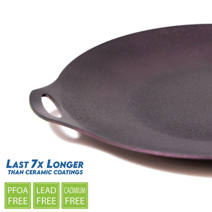 TECHEF - 14-inch Nonstick Round Griddle Grill Pan for Korean BBQ/Teppanyaki Pan, Tawa, Roti Pan/Induction Ready/Made in Korea (14-in)