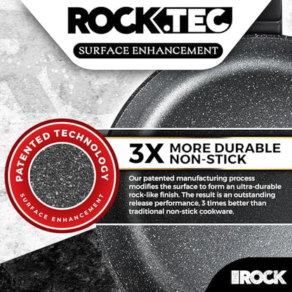THE ROCK SOHO 15Pcs Cookware Set – Pots and Pans Set Non Stick with ROCK.TEC – Compact for Urban Kitchens, Nothing Sticks, Never Warps, Lasts Longer, Induction & Dishwasher Safe, Black