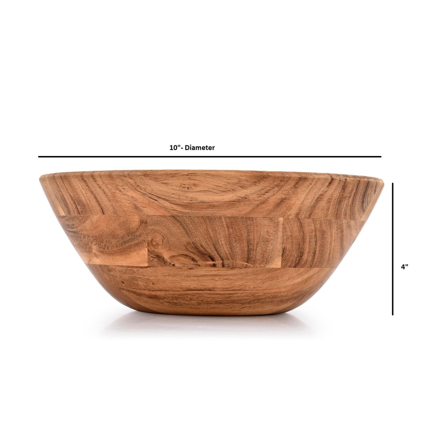 Samhita Acacia Wood Fruit Bowl for Fruits or Salads,Serving Dish Looks Absolute Beautiful With Your Kitchen (10" x 10" X 4")