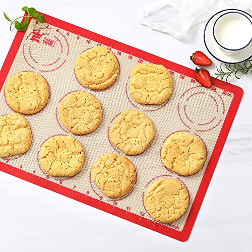 GUANCI Silicone Baking Mat Set of 6, Includes 25"x17.5" Large, 2 Medium 16.5"x11.6", 2 Small 11.75"x8.25", 9" Round, All Mats 0.70mm Thick, Non-Stick Reusable Baking Mats for Pizza, Cookie, Bread