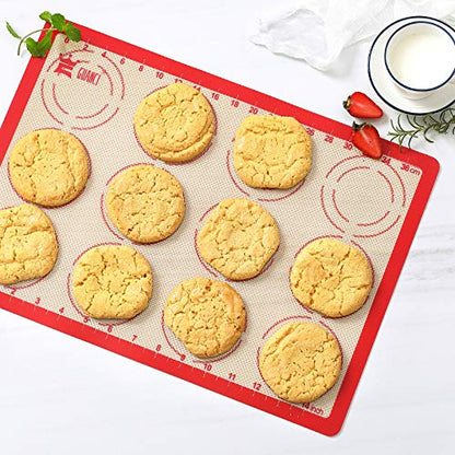 GUANCI Silicone Baking Mat Set of 6, Includes 25"x17.5" Large, 2 Medium 16.5"x11.6", 2 Small 11.75"x8.25", 9" Round, All Mats 0.70mm Thick, Non-Stick Reusable Baking Mats for Pizza, Cookie, Bread