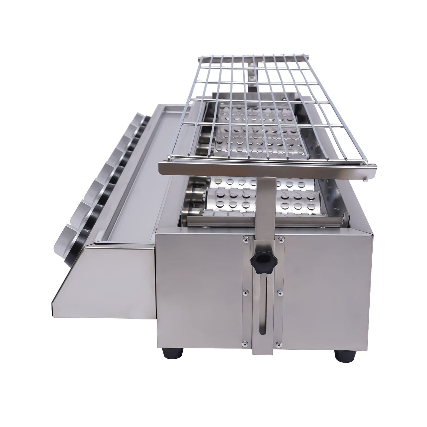 Commercial 8 Burner Gas Countertop Griddle with Smokeless Yakitori Grill, Adjustable Height LPG Propane Indoor Griddle, Removable Grill Net
