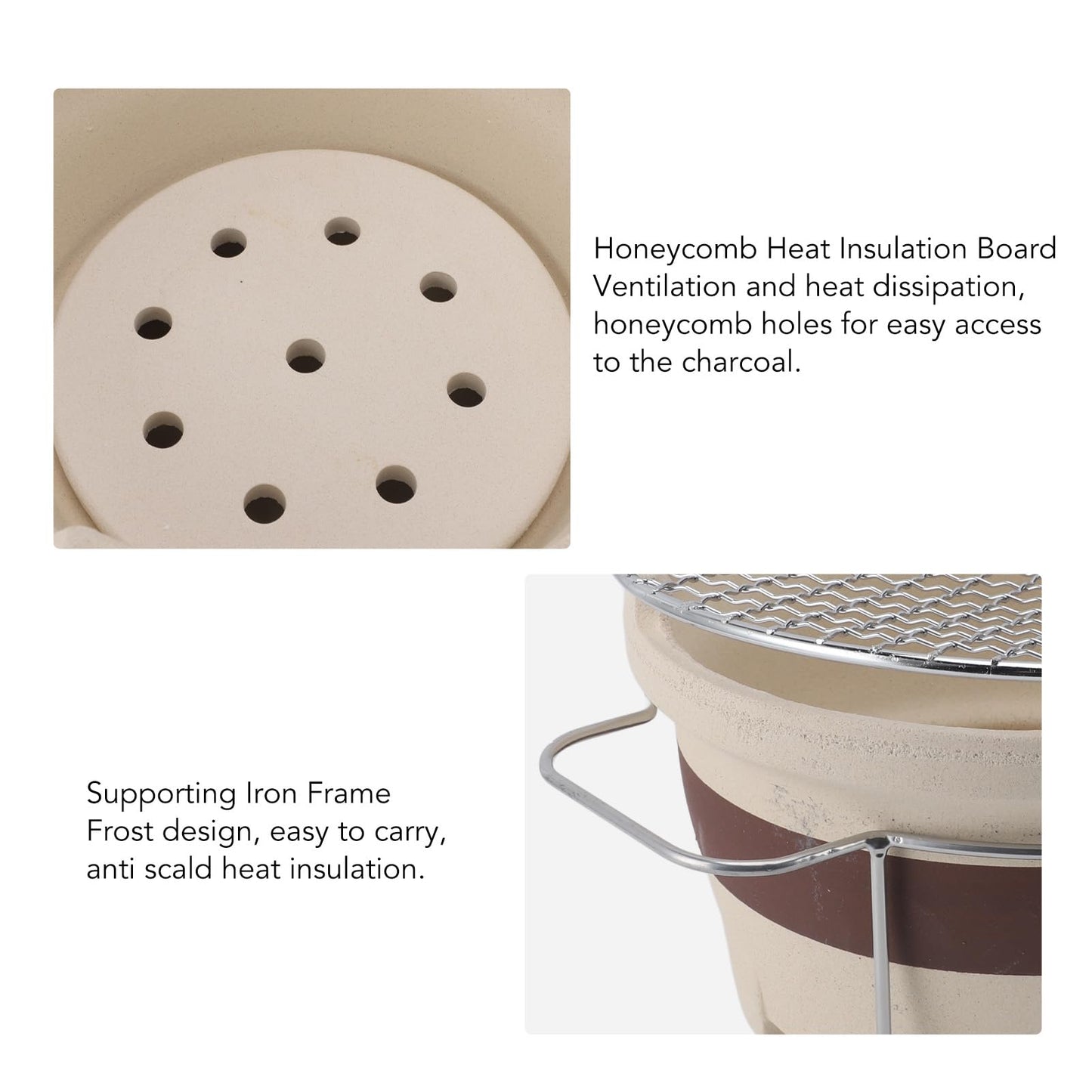Generic Yakitori Grill, Table Top Charcoal Grill Konro Grill Korean Bbq Grill Clay Charcoal Stove Clay Grilling Tea Making Stove for Outdoor Barbecues Camping Traveling, 9.45x9.45x5.71in, #211