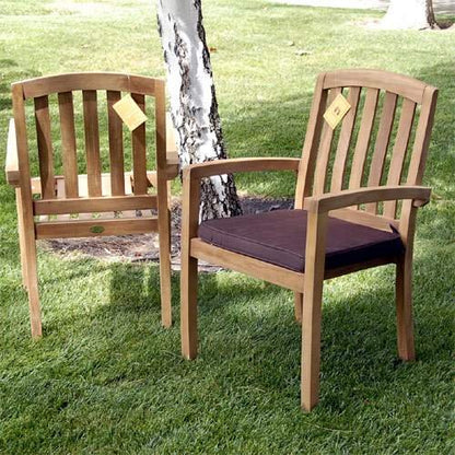 Bayview Patio New 11pc Indonesian Grade-A Teak Outdoor Dining Set- Extra Thick Rectangle Double Extension Table 118x40 + 10 Java Teak Stacking Dining Chairs. Fine Sanded Natural Finish