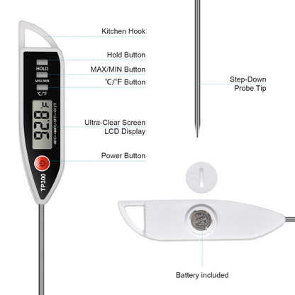 Meat Food Thermometer, Digital Candy Cooking Thermometer, Kitchen Cooking Thermometer Instant Read for BBQ Grill, Oil, Milk, Bath Water, Deep Fry, Candle Temperature