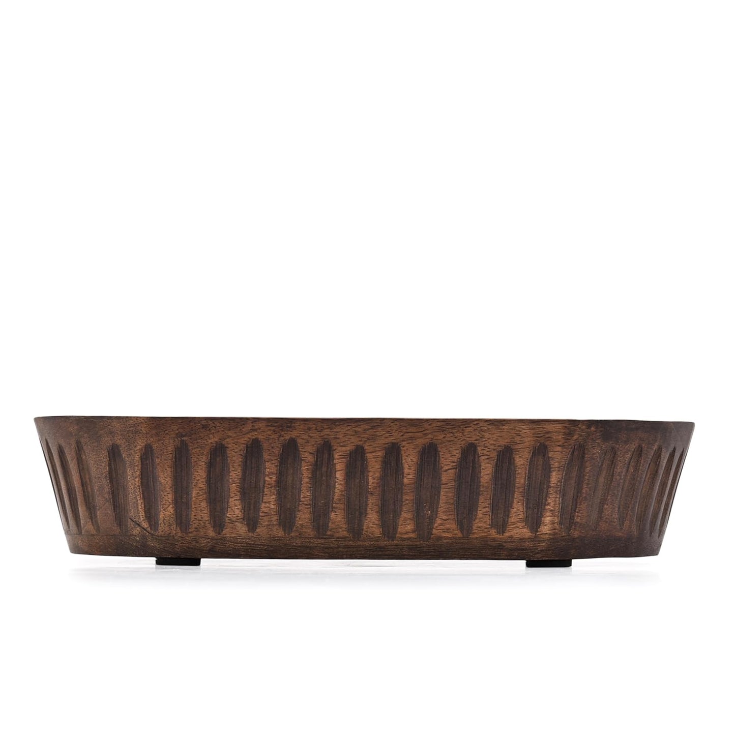 Samhita Mango Wood Decorative Bowls for Home Décor, Decorative Long Wooden Bowl for Table Centerpiece (10" x 6" x 2")