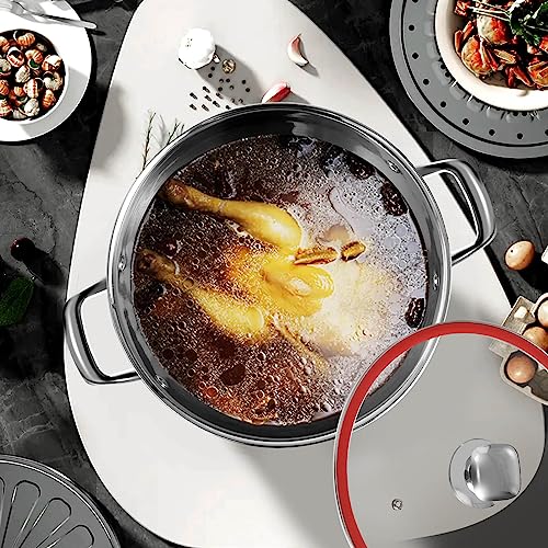 10-Quart Stainless Steel Soup Pot with Lid, Induction Compatible Cookware for Pasta, Stews, and Boiling - Dishwasher Safe Kitchen Essential
