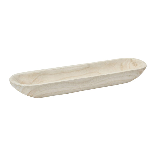 Creative Co-Op Decorative Paulownia Wood Tray, White