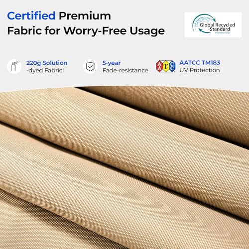 HOMSHADE 10ft Offset Patio Umbrella with Base Included, Cantilever Offset Hanging Patio Outdoor Market Umbrella UPF50+ UV Protection with Easy Tilt and Crank for Pool Deck and Garden(Beige)