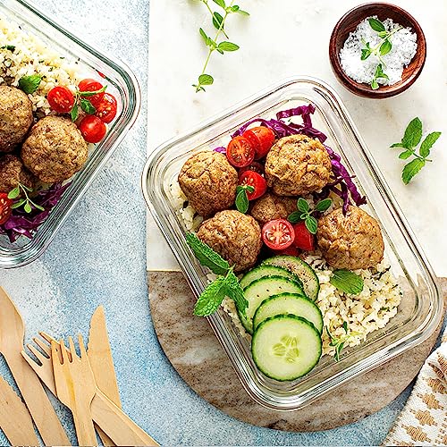 VERONES 10 Pack 22 OZ Glass Meal Prep Containers, Airtight Glass Lunch Containers Set, Glass Food Storage Containers with Lids,Exclusive of BPA, for Microwave, Oven, Freezer & Dishwasher Friendly,Grey