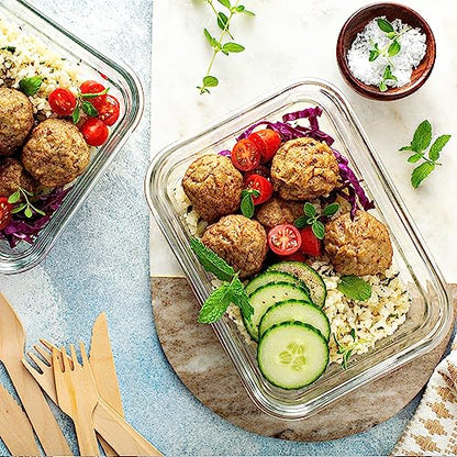 VERONES 10 Pack 22 OZ Glass Meal Prep Containers, Airtight Glass Lunch Containers Set, Glass Food Storage Containers with Lids,Exclusive of BPA, for Microwave, Oven, Freezer & Dishwasher Friendly,Grey