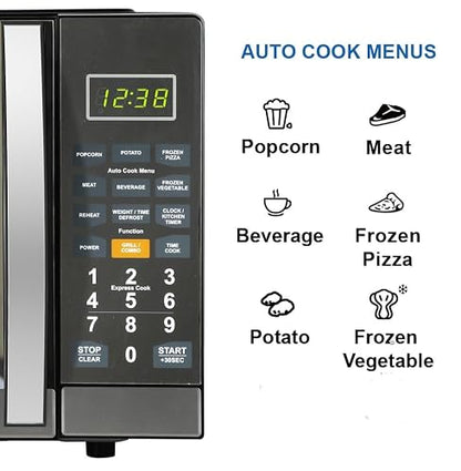 Emerson MWG1191SB 1.1 Cu. Ft. Microwave with Built-In Grill Function, 1100W Power, Stainless Steel, LED Timer Display, 11 Power Levels, 9 Preset Cooking Options, Removable Glass Turntable, Child Lock