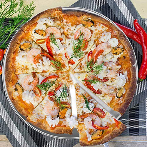 TeamFar Pizza Pan, Stainless Steel 12 Inch Pizza Pan Tray Round Pizza Oven Baking Pan, Healthy & Heavy Duty, Dishwasher Safe & Easy Clean