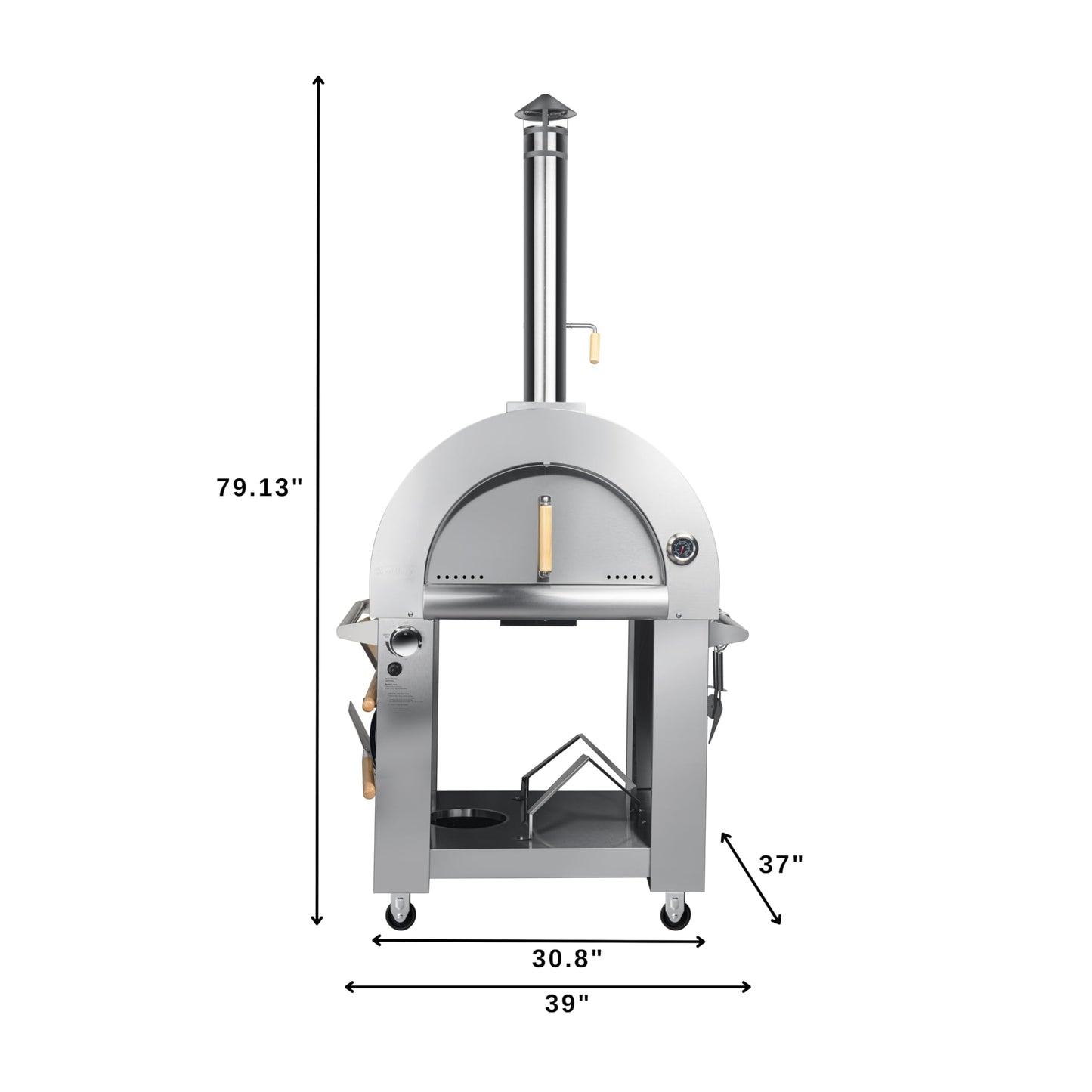 KoolMore KM-OKS-DFPO 32 in. Outdoor Gas and Wood Fired Pizza Oven in Stainless-Steel, Silver