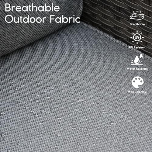 HOOOWOOO 11 Piece Patio Sectional Furniture Set with Fire Pit Table,Modern Wicker Outdoor Conversation Sofa Sets,Weather Resistant Modular L Shaped Outside Couch Swivel Chair Set(Charcoal Grey)
