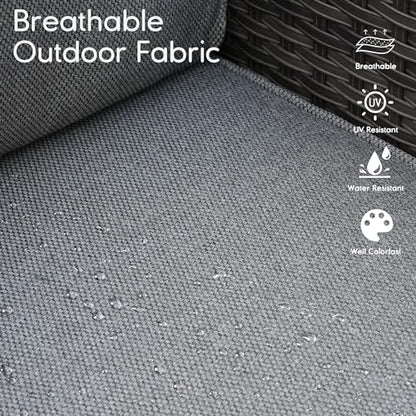 HOOOWOOO 11 Piece Patio Sectional Furniture Set with Fire Pit Table,Modern Wicker Outdoor Conversation Sofa Sets,Weather Resistant Modular L Shaped Outside Couch Swivel Chair Set(Charcoal Grey)