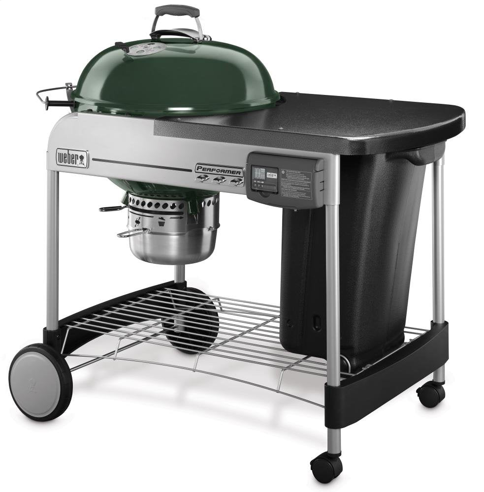 Weber Performer Deluxe Charcoal Grill, 22-Inch, Touch-N-Go Gas Ignition System, Green