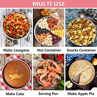 P&P CHEF Cake Pan Set of 3, 4" + 6" + 8" Round Baking Layer Tier Cake Pans Tins, Stainless Steel Bakeware for Birthday Weeding, Heavy Duty & Non Toxic, Mirror Finish & Dishwasher Safe