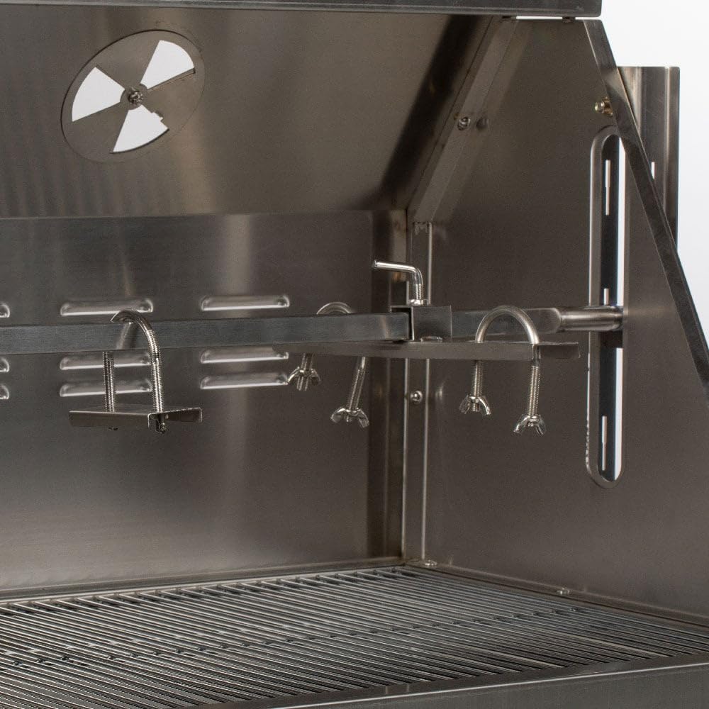 Titan Great Outdoors 13W Stainless Steel Rotisserie Grill Roaster with Glass Hood 85 LB Capacity