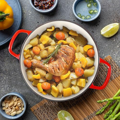Vivicreate 3.5 Quart Enamel Cast Iron Dutch Oven Pot with Lid – Enameled Cookware for Baking, Roasting, and Braising – Durable Cast Iron Pot for Stove Top and Oven Use