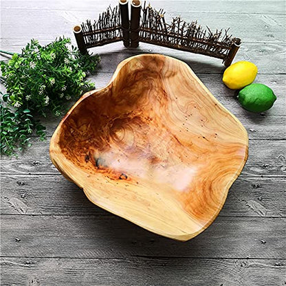 JFFLYIT Creative Wood Bowl Root Carved Bowl Handmade Natural Real Wood Candy Serving Bowl (9"-10")