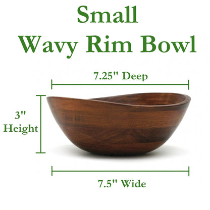 Lipper International Cherry Finished Wavy Rim Beechwood Serving Bowl for Fruits or Salads, Matte, Small, 7.5" x 7.25" x 3", Single Bowl, 30.43Fl oz