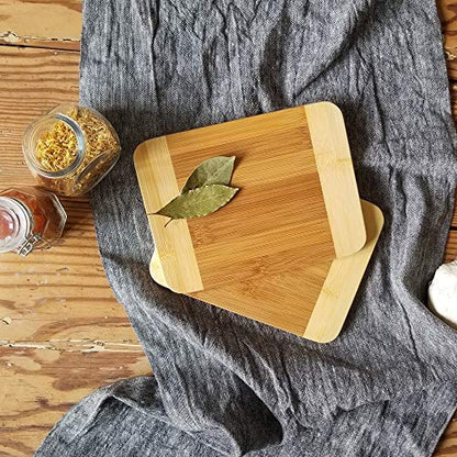 Lipper International Bamboo Wood Two-Tone Kitchen Cutting and Serving Board, Small, 7 3/4" x 6" x 1/4", Set of 2