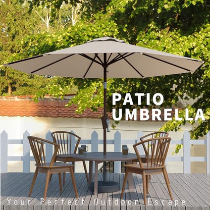 Tobeos 10FT Patio Umbrella, Outdoor Umbrella with Push Button Tilt and Crank, 8 Sturdy Ribs, UV Protection & Waterproof Market Umbrella for Pool, Backyard, Beach,Deck (Beige)