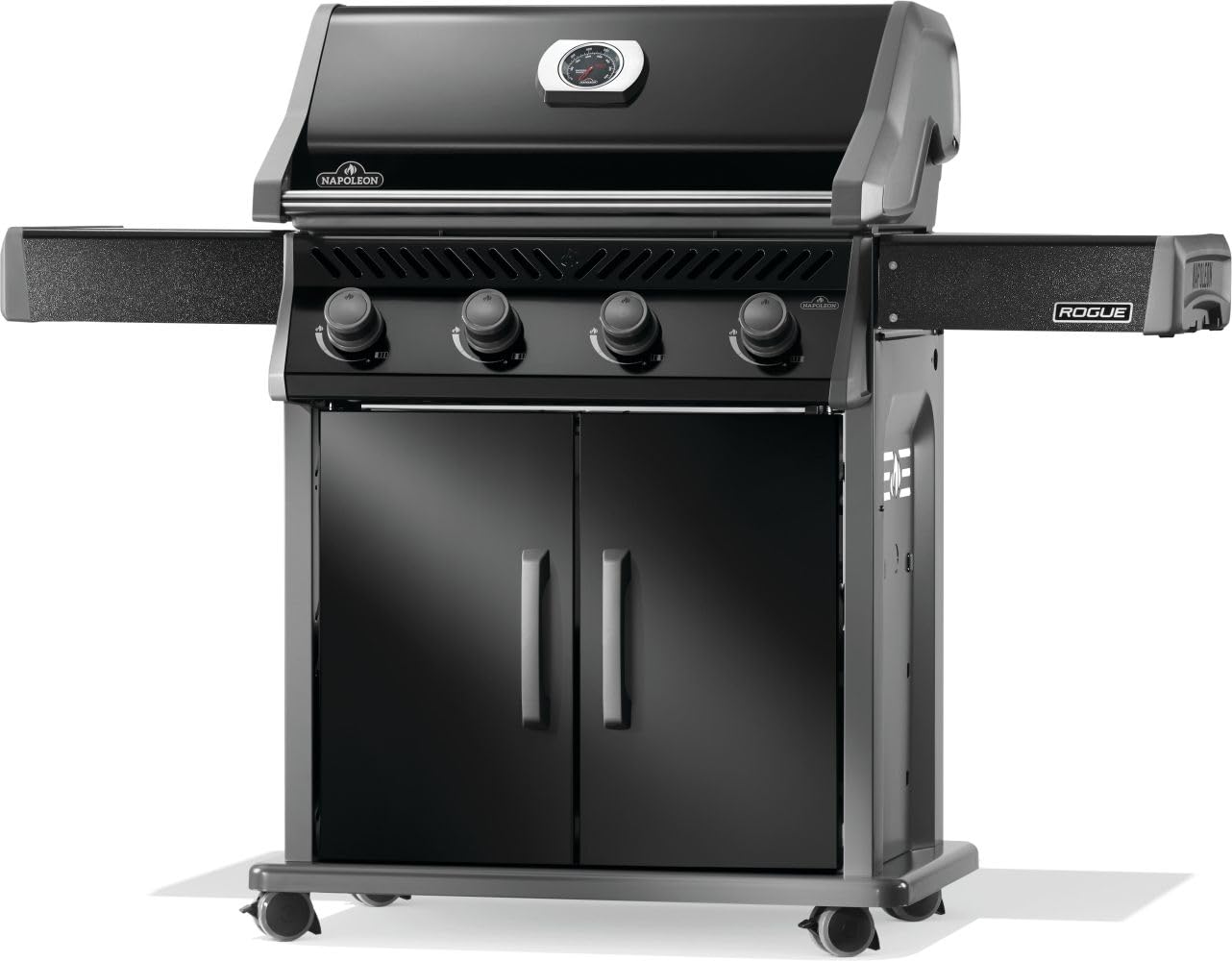 Napoleon Rogue 525 Natural Gas Grill, Black, Stainless Steel Grids, Durable 4-Burner BBQ