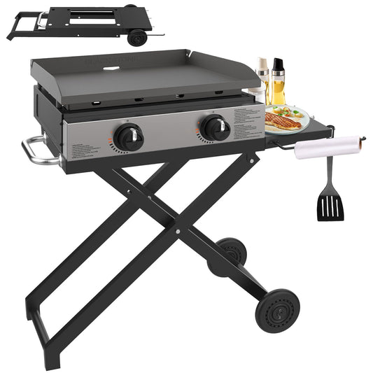KEESHA Foldable Grill Stand for Blackstone 22'' and 17'' Griddle 1814 1971 1832 1666 1840, Portable Grill Cart Table for Outdoor and Indoor with Wheels