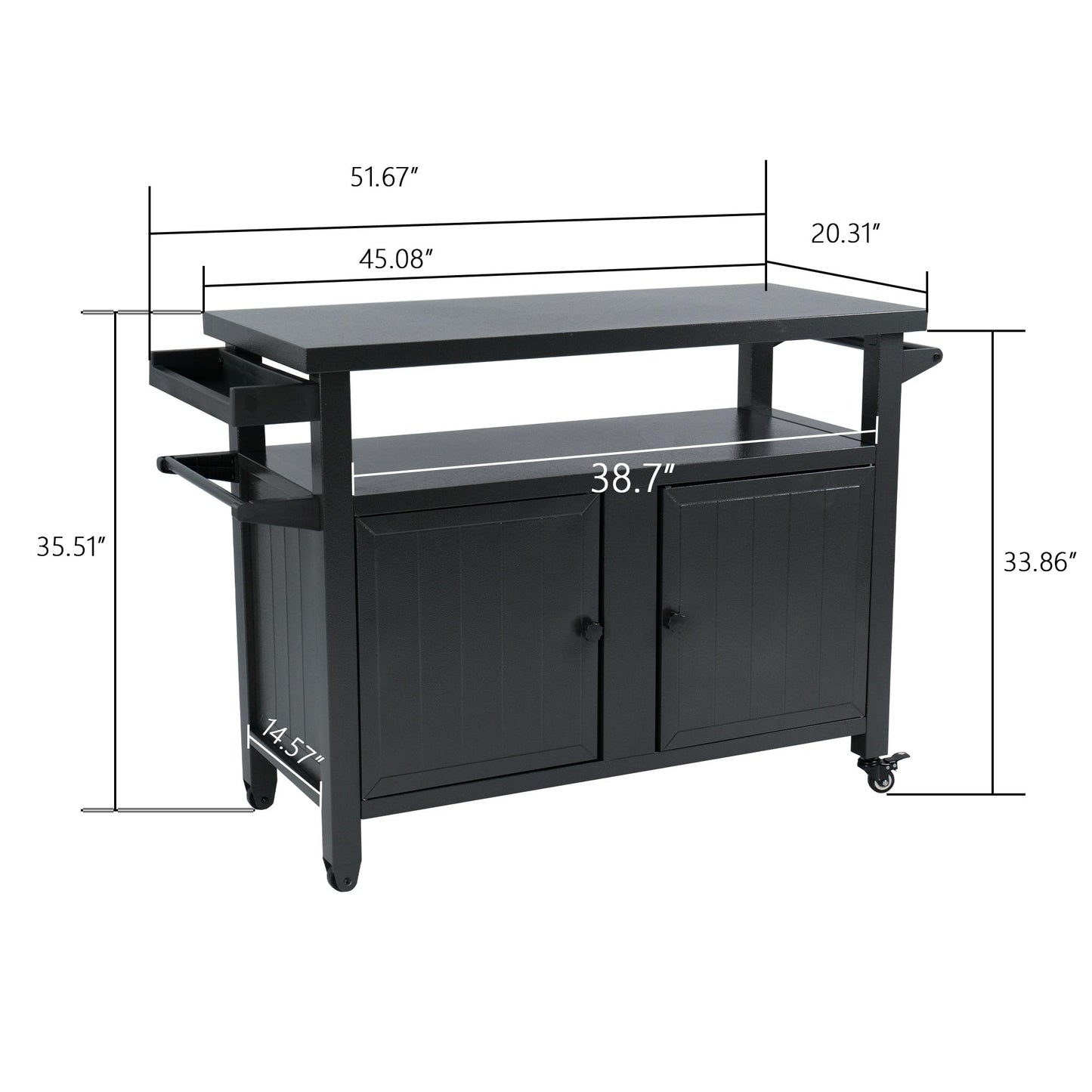 Kozyard BBQ Grill Storage Cart/Bin, Grill Carts Outdoor Storage Cabinet with Wheels, Cooking Prep BBQ Table for Patio Island Home Party Bar (Grey)