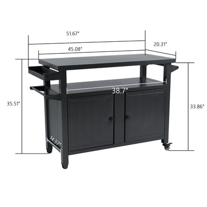 Kozyard BBQ Grill Storage Cart/Bin, Grill Carts Outdoor Storage Cabinet with Wheels, Cooking Prep BBQ Table for Patio Island Home Party Bar (Grey)