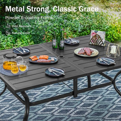 PHI VILLA 7 PCS Patio Dining Set, Outdoor Table & Chairs Set with Large Metal Table & 6 High Back Padded Outdoor Swivel Armerest Chairs, Patio Dining Furniture Set for Patio, Lawn, Garden, Porch