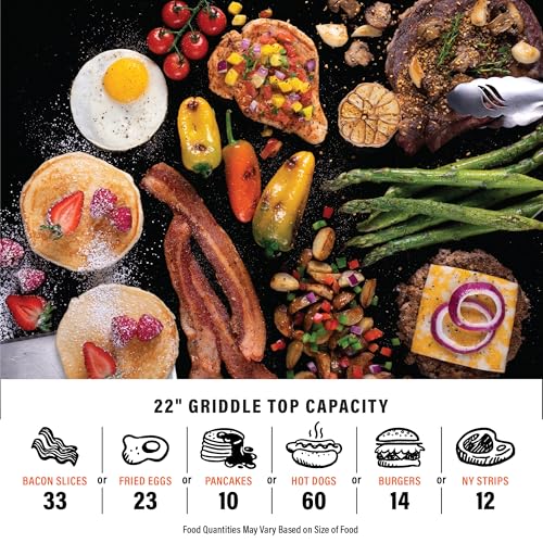 Blackstone OTG 22 Inch Tabletop Griddle Plate with Built-In Hood, Black - Portable Outdoor Grill Appliances for Camping, Tailgate Grilling, and On-the-Go Kitchen Cooking