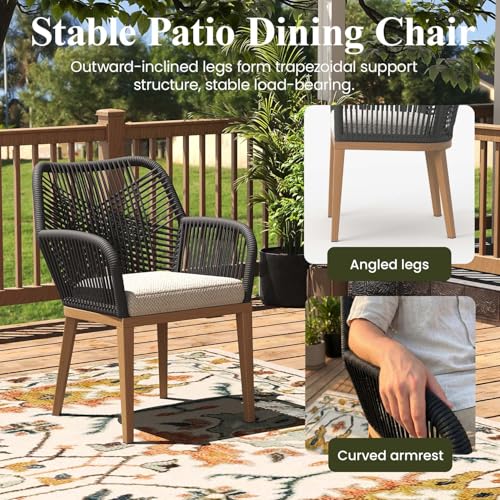 LayinSun Outdoor Dining Set for 12, 14 Pieces Patio Furniture Sets with Aluminum Dining Table and Rope Weave Chairs