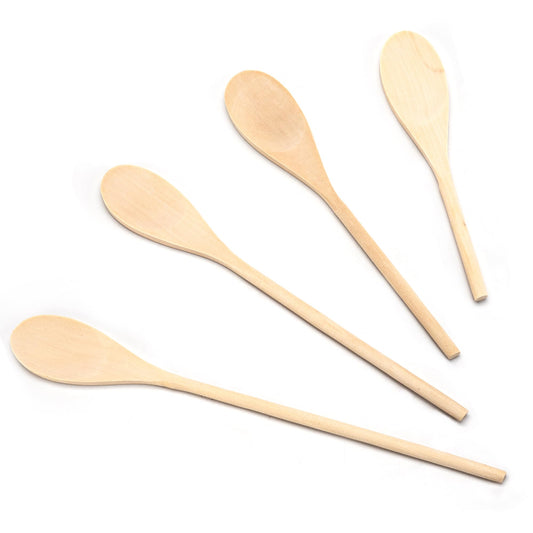 Maple Spoon Set of 4, Maple Wood Cooking Spoons Set for Nonstick Cookware, Wooden Salad Mixing Spoon, Soup Stirring, Kitchen Serving Utensils with Comfortable Handle